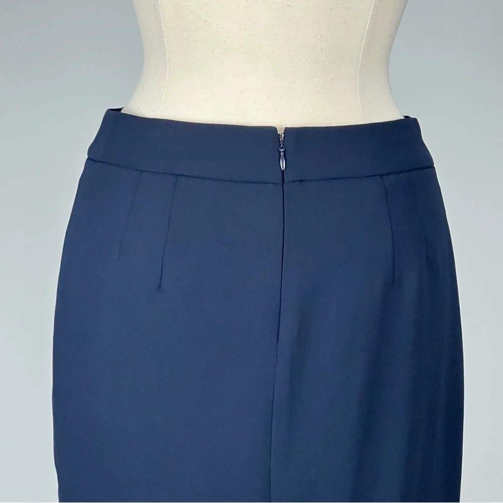 Talbots Womens Petite Navy Blue Pencil Skirt Front Slit Career size 6P